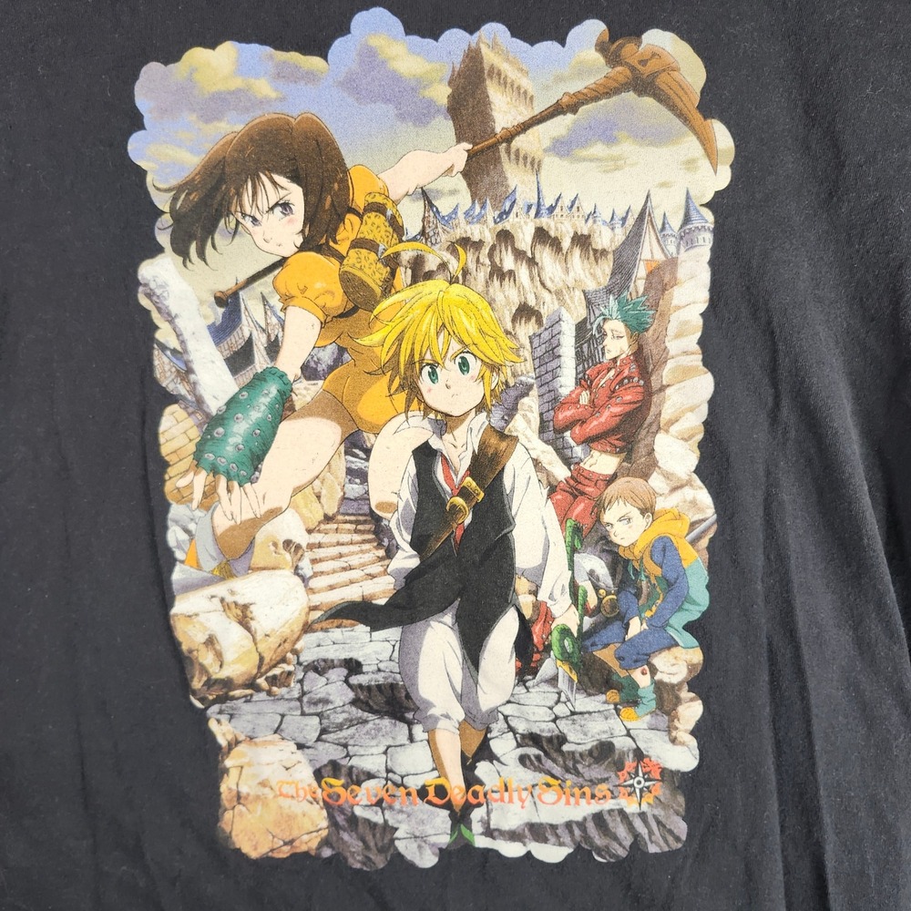 The‎ Seven Deadly Sins Anime Graphic T Shirt Black Medium Meliodas Diane Ban - Picture 2 of 9